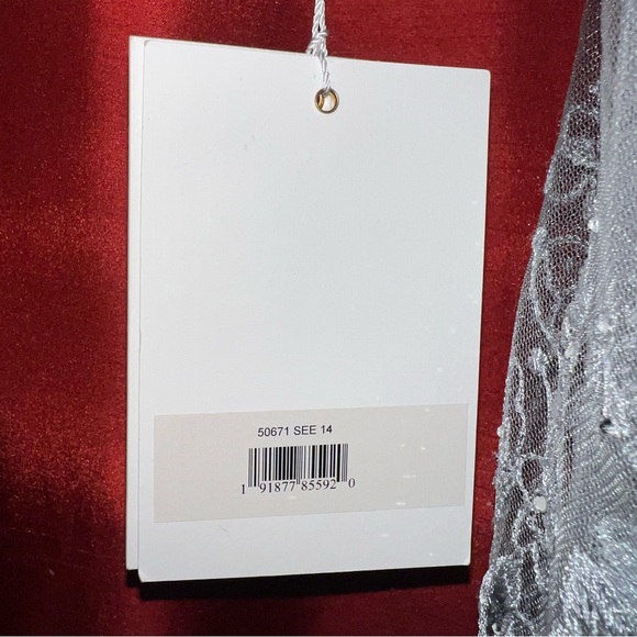 🆕MacDuggal Embroidered Illusion Puff Sleeve Gown|Size 14|$798 Retail|Minor Flaw - Picture 9 of 16